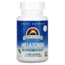 Мелатонін, Sleep Science Melatonin, з перцевою м'ятою, 1 мг, 300 льодяників