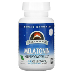 Мелатонін, Sleep Science Melatonin, з перцевою м'ятою, 1 мг, 300 льодяників