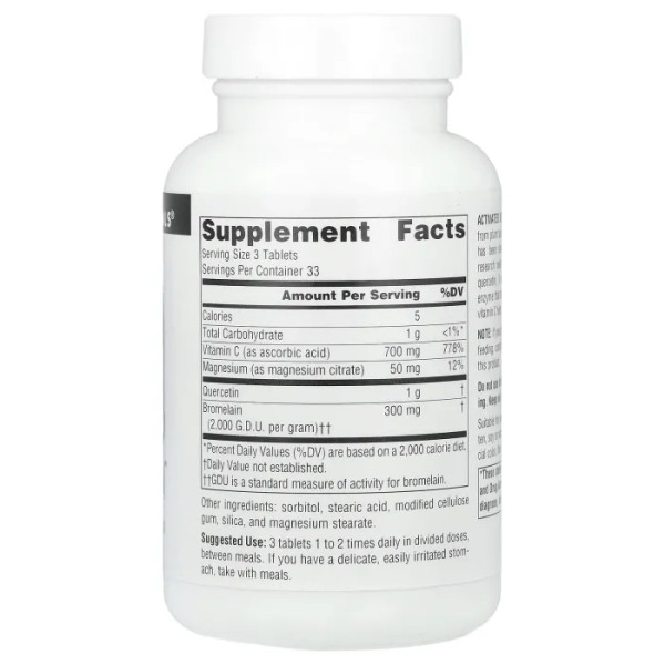 Кверцетин, Activated Quercetin, Source Naturals, активований, біофлавоноїдний комплекс, 100 таблеток