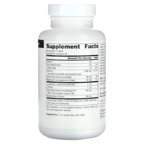 Лизин Пролин, L-Proline L-Lysine, Source Naturals, 550 мг, 120 таблеток