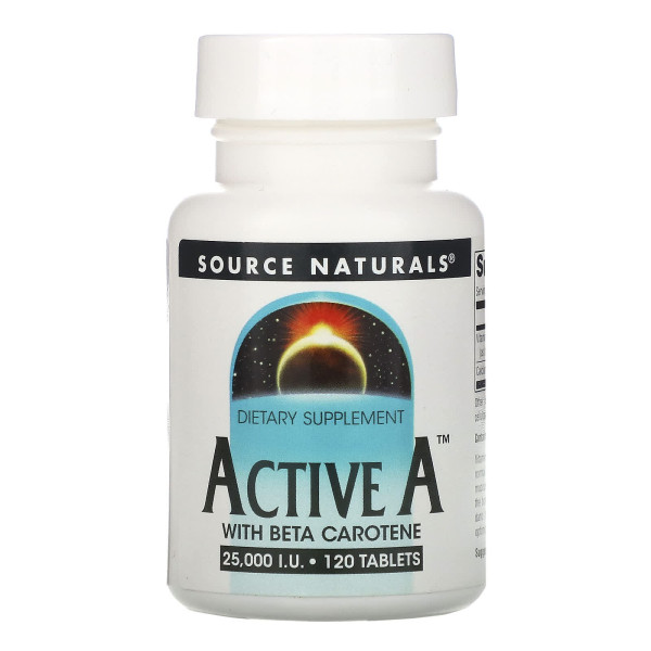 Вітамін А, Active A, Source Naturals, 25,000 МО, 120 таблеток
