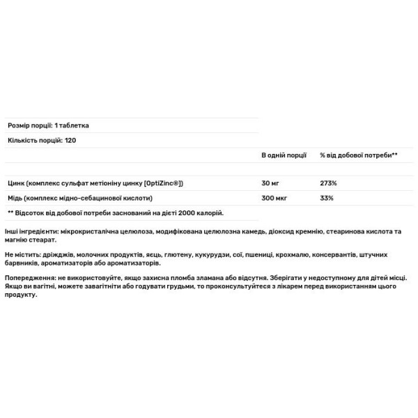 Оптицинк, OptiZinc, Source Naturals, 120 таблеток