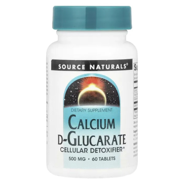 Кальцій Д-глюкарат, Calcium D-Glucarate, Source Naturals, 1000 мг, 60 таблеток (500 мг у кожній таблетці)