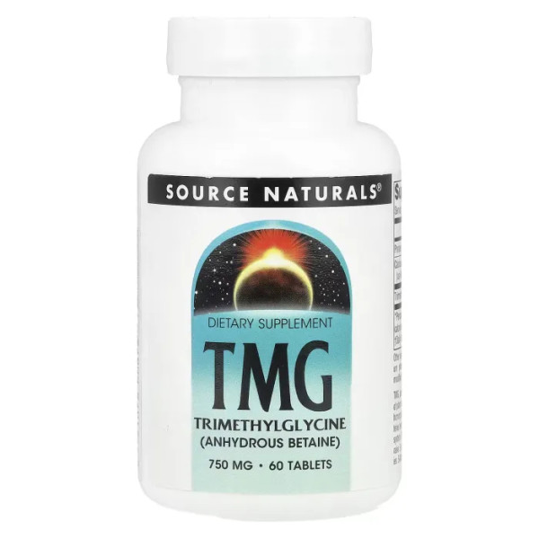 Триметилгліцин (ТМГ), TMG, Source Naturals, 750 мг, 60 таблеток