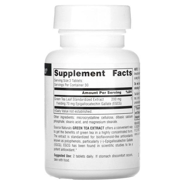 Зелений чай екстракт (Green Tea Extract), Source Naturals, 100 мг, 60 таблеток