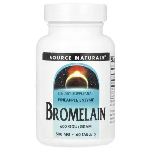 Бромелайн, Bromelain, Source Naturals, 600 ГДУ\/грам, 500 мг, 60 таблеток