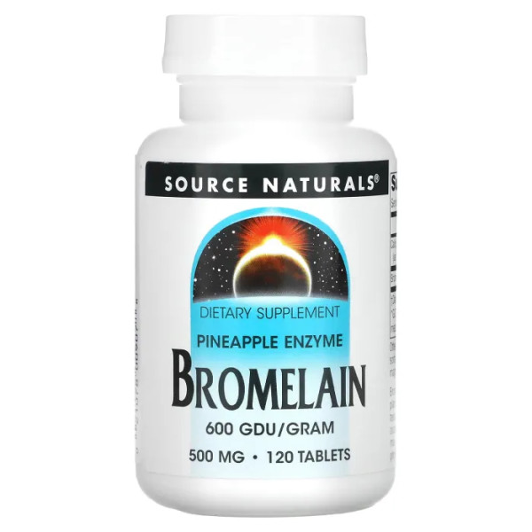 Бромелайн, Bromelain, Source Naturals, 600 ДДУ \/ г, 500 мг, 120 таблеток