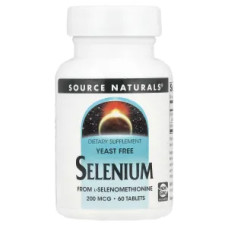 Селен 200 мкг, Selenium Source Naturals, без дрожжей, 60 таблеток