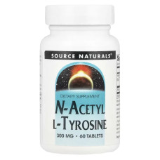 N-ацетил L-тирозин 300 мг, Source Naturals N-Acetyl L-Tyrosine, 60 таблеток