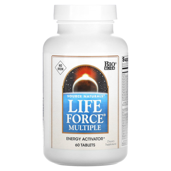 Баланс життєвих сил, Life Force Multiple, Source Naturals, без заліза, 60 таблеток