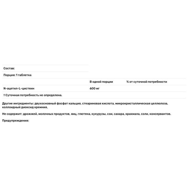 Ацетилцистеин, N-Acetyl Cysteine, Source Naturals, 600 мг, 120 таб.