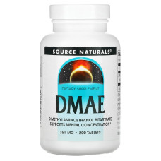 ДМАЕ (диметиламіноетанол), Source Naturals DMAE, 351 мг, 200 таблеток
