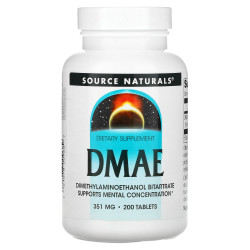 ДМАЕ (диметиламіноетанол), Source Naturals DMAE, 351 мг, 200 таблеток