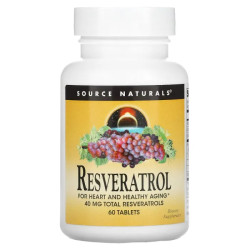 Ресвератрол 40 мг, Source Naturals Resveratrol, 60 таблеток