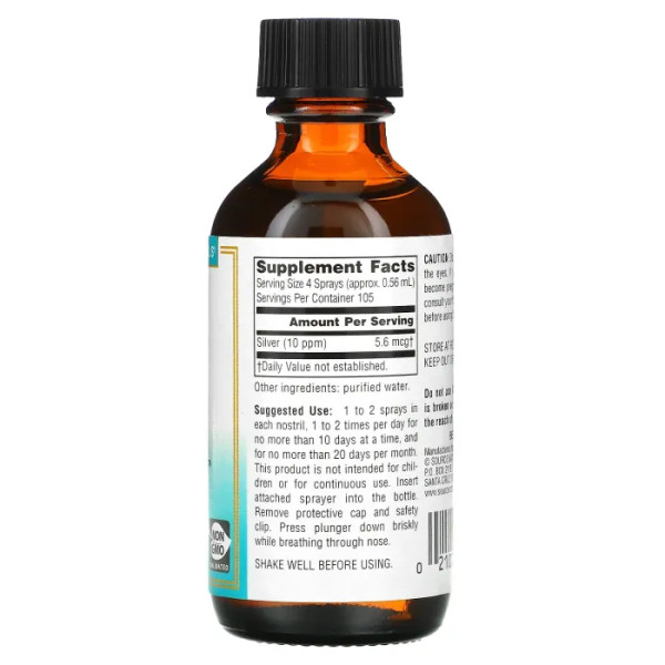 Колоїдне срібло, Colloidal Silver, Source Naturals, Wellness, спрей, 10 PPM, 59.14 мл.