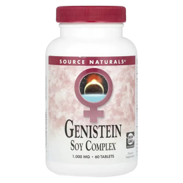 Соєві ізофлавони, Genistein Soy, Source Naturals, комплекс, 2000 мг, 60 таблеток (1000 мг у кожній таблетці)