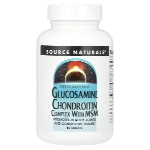 Глюкозамін та хондроїтин, Glucosamine Chondroitin MSM, Source Naturals, комплекс з МСМ, 60 таблеток