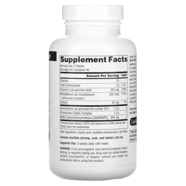 Глюкозамин и хондроитин, Glucosamine Chondroitin MSM, Source Naturals, комплекс, 120 таблеток