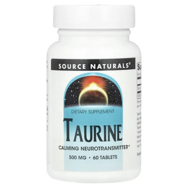 Таурін, Taurine, Source Naturals, 500 мг, 60 таблеток