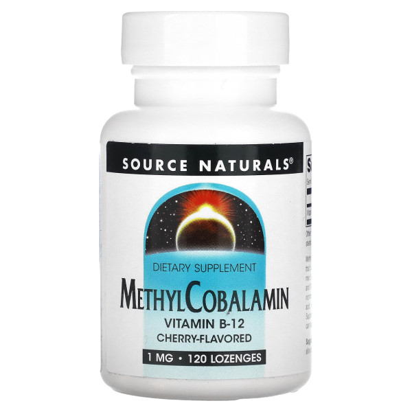 Вітамін В12 (метилкобаламін), MethylCobalamin, Source Naturals, вишня, 1 мг, 120 льодяників