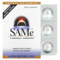 S-Аденозилметионин, Source Naturals SAM-e, 200 мг, 60 таб.