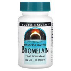Бромелайн 500 мг, Source Naturals Bromelain, 2000 ГДУ/г, 60 таблеток