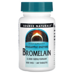 Бромелайн 500 мг, Source Naturals Bromelain, 2000 ГДУ/г, 60 таблеток