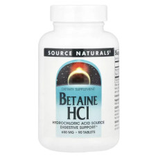 Бетаїн HCL 650 мг, Source Naturals Betaine HCL, 90 таблеток