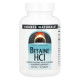 Бетаїн гідрохлорид, Betaine HCL, Source Naturals, 650 мг, 90 таблеток