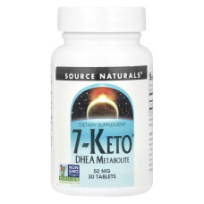 7-кето DHEA 100 мг, Source Naturals 7-Keto DHEA Metabolite, 30 таблеток (50 мг в таблетке)