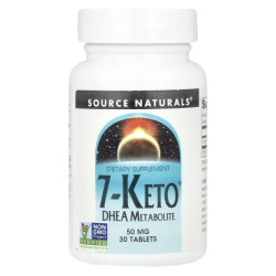 7-кето DHEA 100 мг, Source Naturals 7-Keto DHEA Metabolite, 30 таблеток (50 мг в таблетке)
