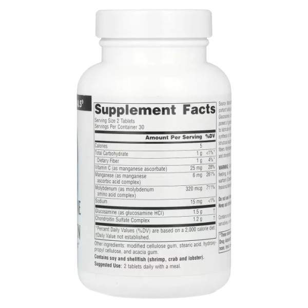 Глюкозамін та хондроїтин, Glucosamine Chondroitin, Source Naturals, 60 таблеток