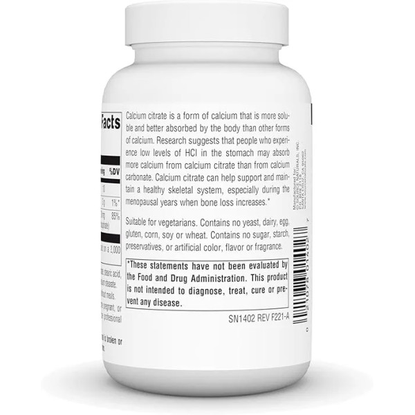 Кальцій цитрат, Calcium Citrate, Source Naturals, 1000 мг, 90 капсул