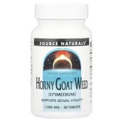 Эпимедиум 1000 мг для сексуального здоровья, Source Naturals Horny Goat Weed (Epimedium), 30 таблеток