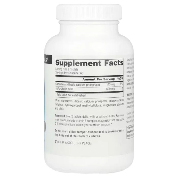 Альфа-ліпоєва кислота, Alpha Lipoic Acid, Source Naturals, уповільненого вивільнення, 600 мг, 120 таблеток (300 мг на таблетку)