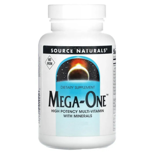 Мультивітаміни та мінерали, без заліза, Mega-One, Source Naturals, по 1 на день, 30 таблеток