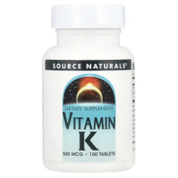 Вітамін K 500 мкг, Source Naturals Vitamin K, 100 таблеток