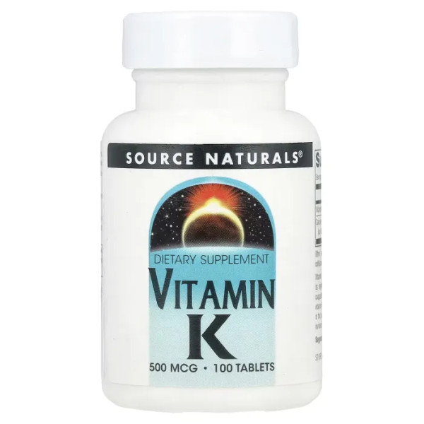 Вітамін К, Vitamin K, Source Naturals, 500 мкг, 100 таблеток