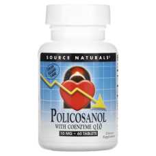 Поликозанол и коэнзим Q10 10 мг, Source Naturals Policosanol with Coenzyme Q10, 60 таблеток