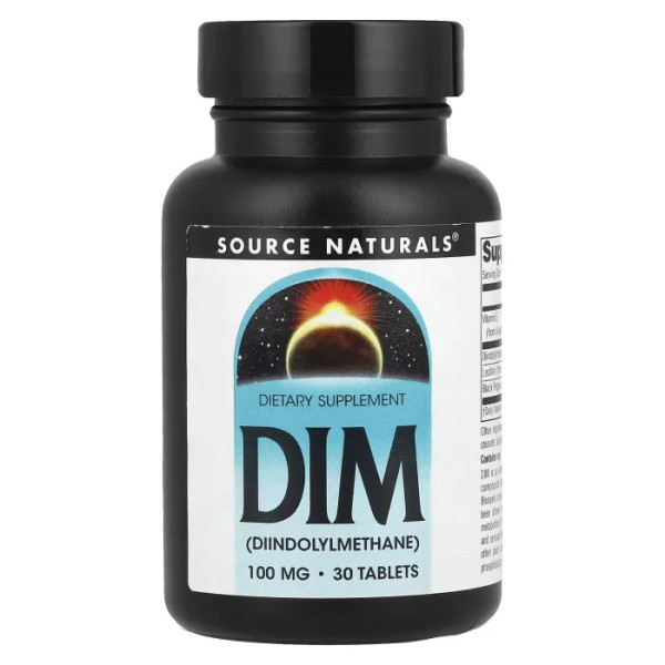 Дііндолілметан, DIM, Source Naturals, 100 мг, 30 таблеток.