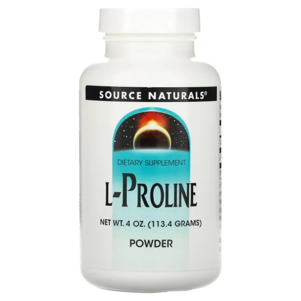 Пролин, L-Proline Powder, Source Naturals, порошок, 113,4 г