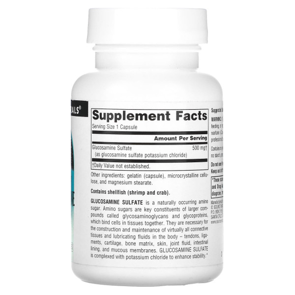 Глюкозамін сульфат, Glucosamine Sulfate, Source Naturals, 500 мг, 60 кап.