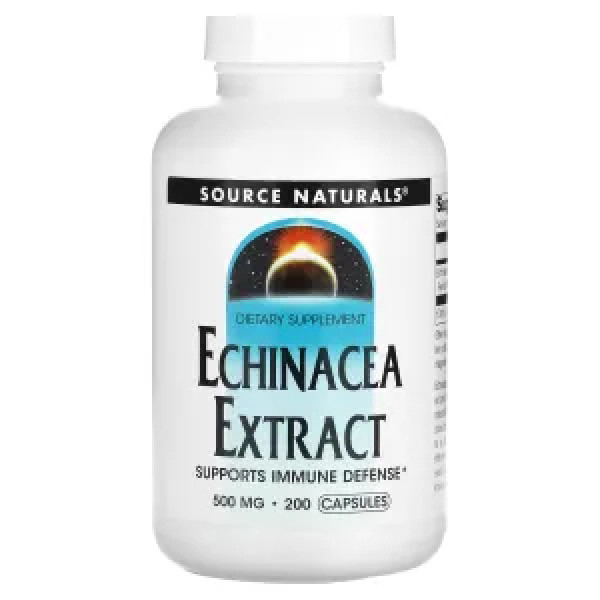 Ехінацея, Echinacea, Source Naturals, екстракт, 500 мг, 200 капсул
