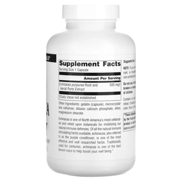 Ехінацея, Echinacea, Source Naturals, екстракт, 500 мг, 200 капсул