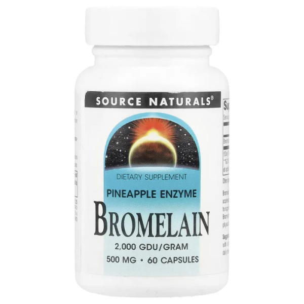 Бромелайн, Bromelain, Source Naturals, 500 мг, 60 капсул
