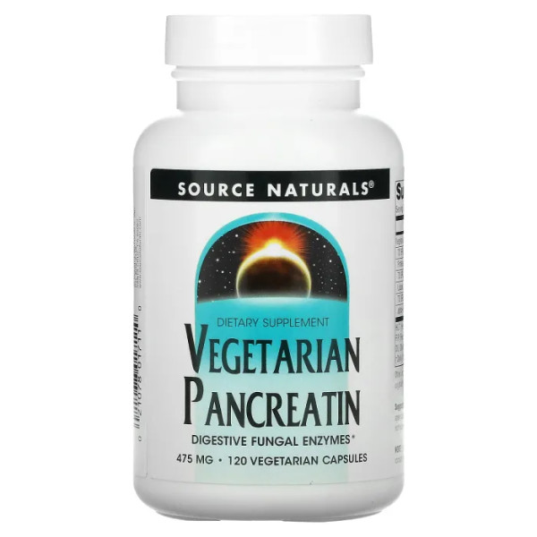 Рослинний панкреатин, Pancreatin, Source Naturals, 475 мг, 120 капсул