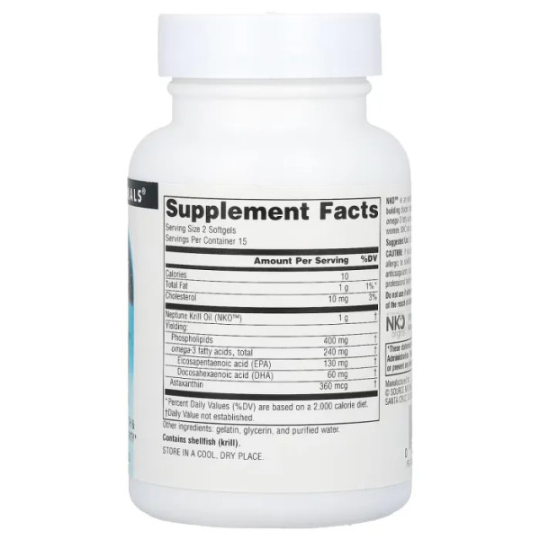 Олія криля Neptune, NKO (Neptune Krill Oil), Source Naturals, 500 мг, 30 капсул
