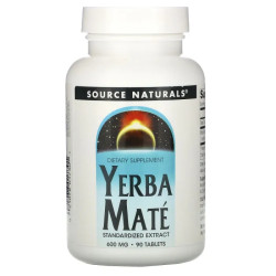 Мате 600 мг, Source Naturals Yerba Mate, 90 таблеток
