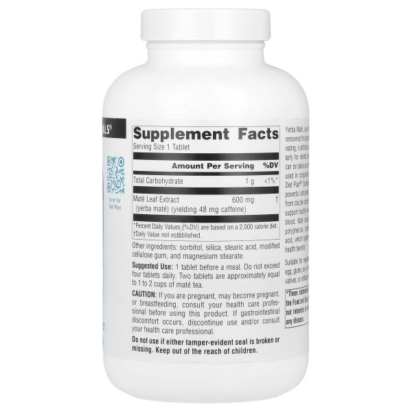 Йерба Мате, Yerba Mate, Source Naturals, 600 мг, 180 таблеток