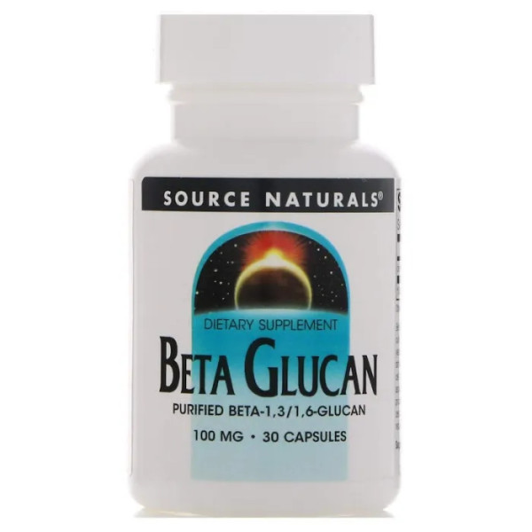 Бета глюкан, Beta Glucan, Source Naturals, 100 мг, 30 капсул